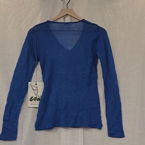 Goa Cashmere Blue V Neck Delicate Sweater Top - Picture 5 of 6
